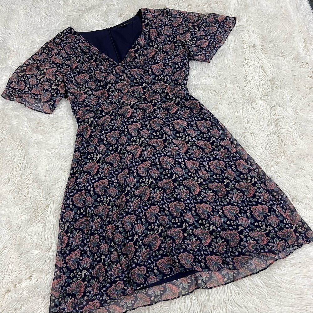 Madewell Orchard Flutter-Sleeve Skater Mini Dress Fan Floral Mix Size 4 - Picture 4 of 15